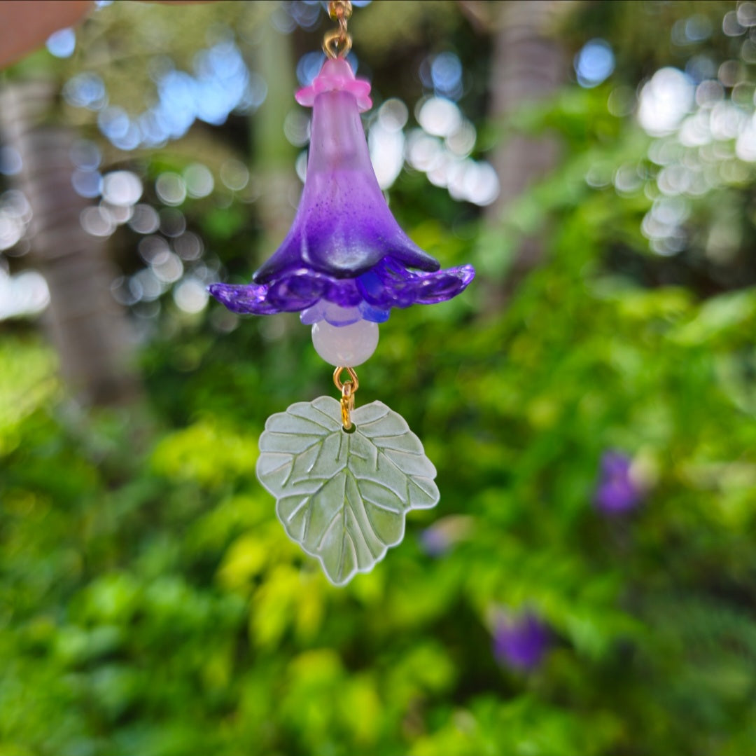 Purple Trumpet Flower Earrings