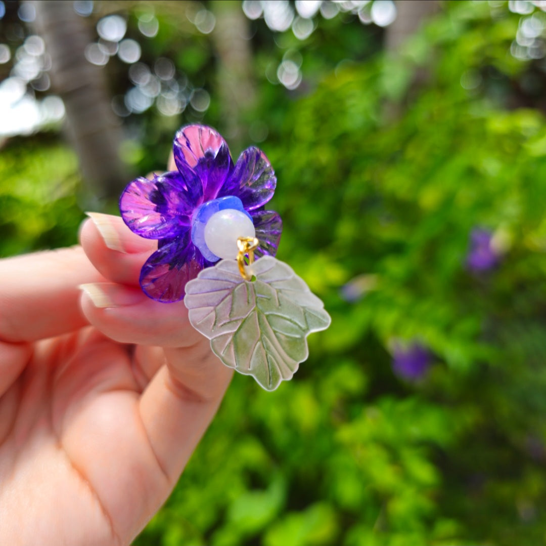 Purple Trumpet Flower Earrings