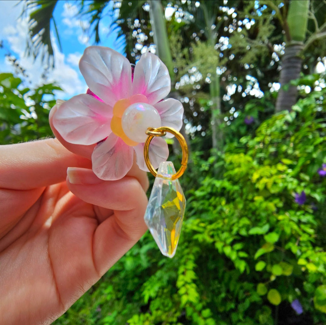 Pink Trumpet Flower Earrings