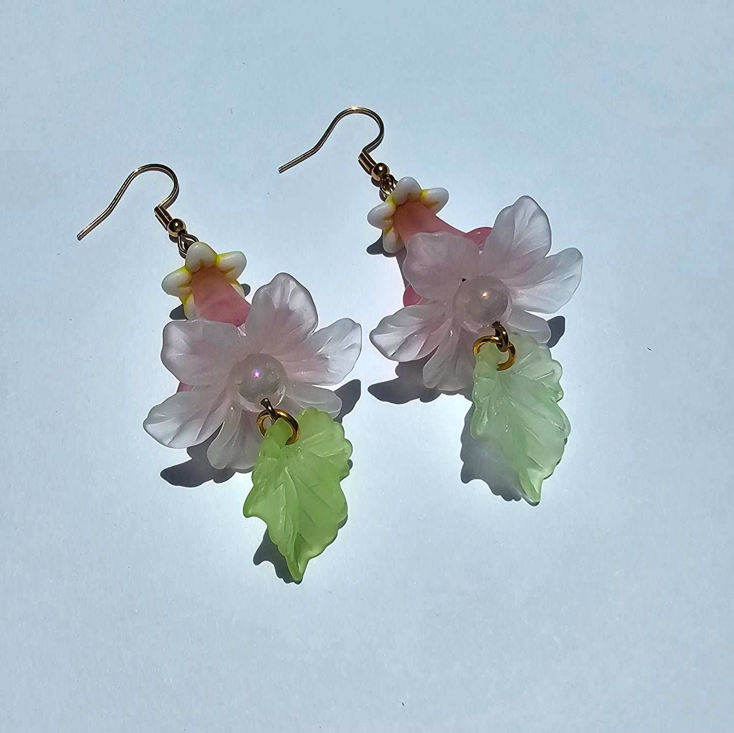 Pink Trumpet Flower Earrings