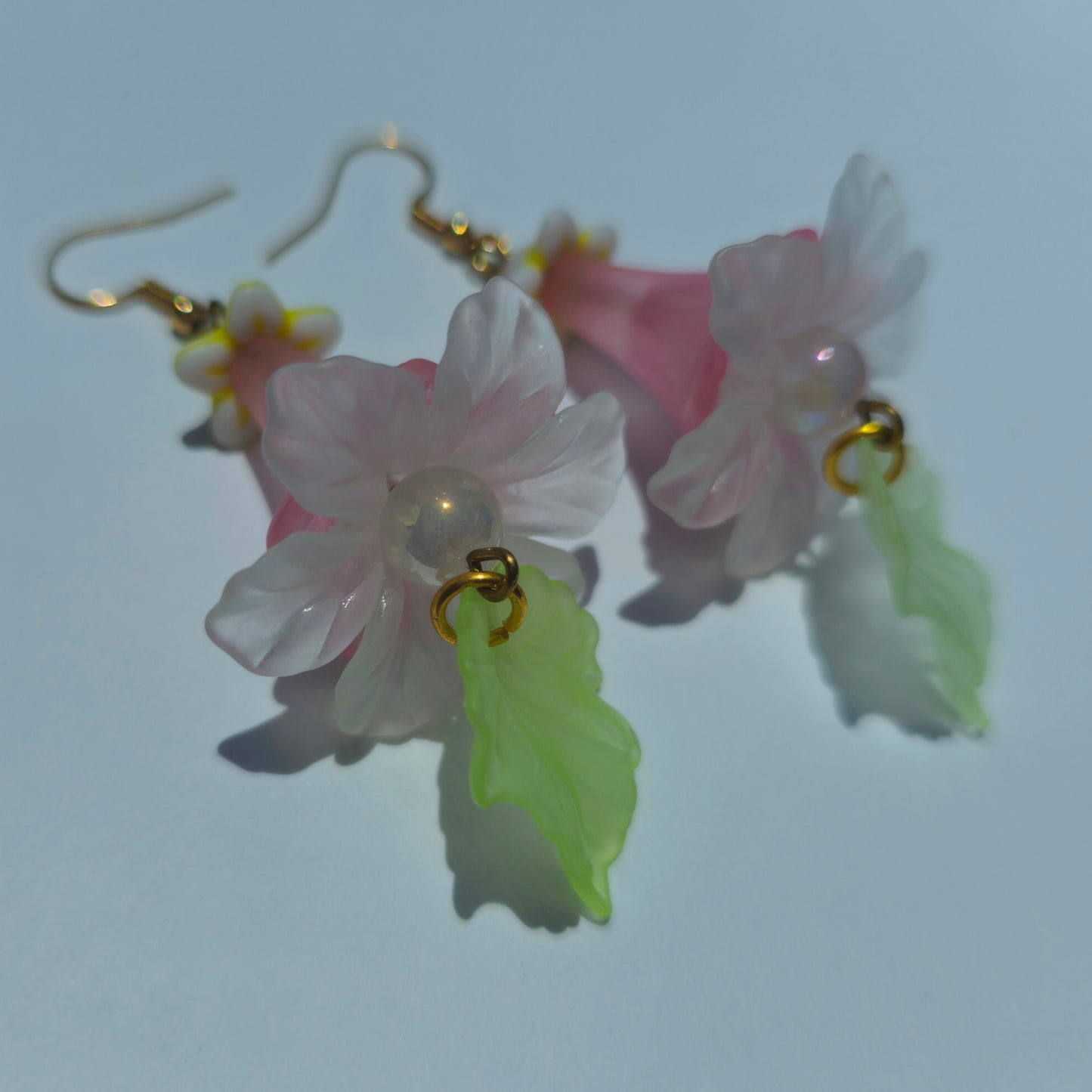 Pink Trumpet Flower Earrings