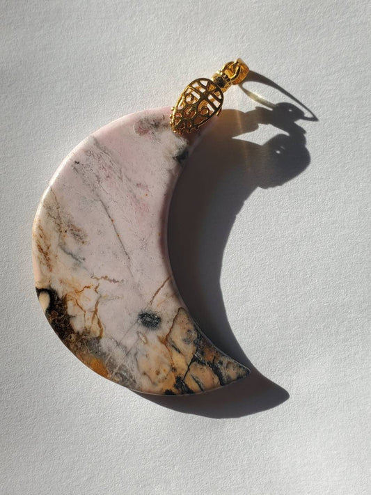 Rohondite Moon Pendant